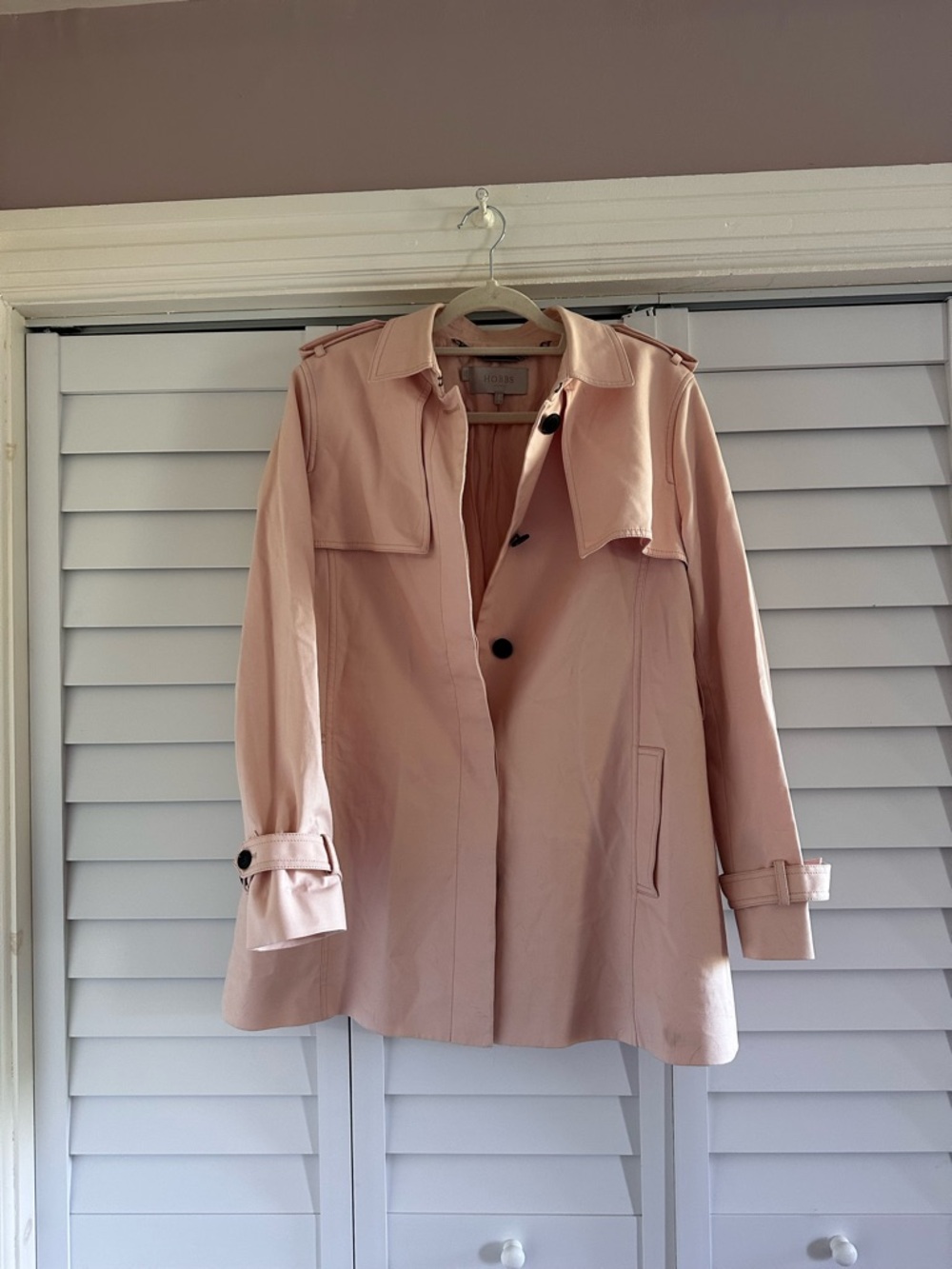 Women's Blush Pink Trench Coat - Classic Tailored Style